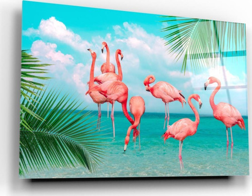 Flamingolar Cam Tablo | Hediyelik, Dekoratif, Ofis, Mutfak