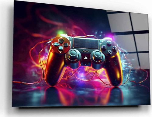 Gamer Oyun Konsolu Cam Tablo | Hediyelik, Dekoratif, Ofis, Mutfak