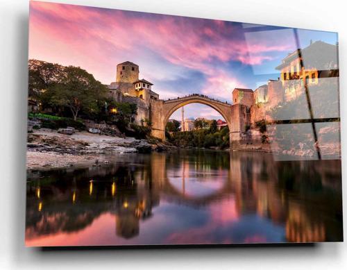 Mostar Köprüsü Cam Tablo | Hediyelik, Dekoratif, Ofis, Mutfak 