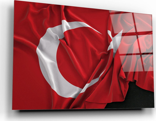 Türk Bayrağı Cam Tablo | Hediyelik, Dekoratif, Ofis, Mutfak