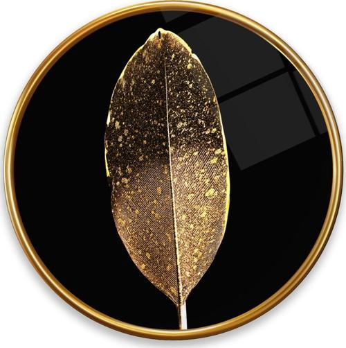 Gold Tüy Yuvarlak Cam Tablo | Hediyelik, Dekoratif, Ofis, Mutfak 