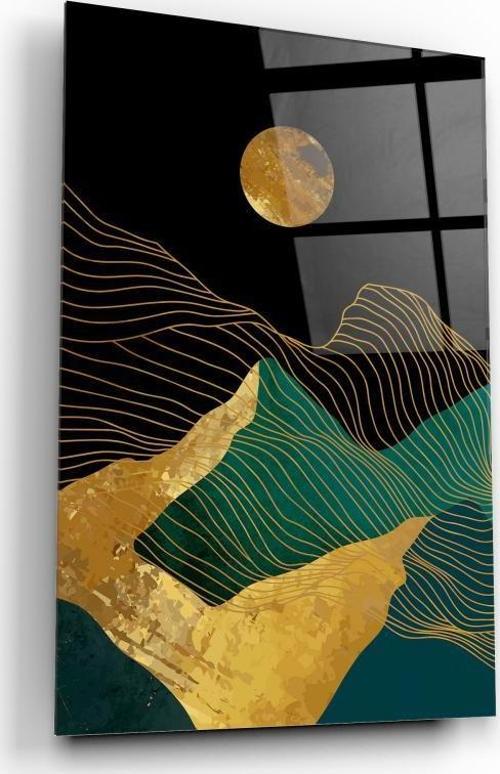 Gold Desenler Cam Tablo | Hediyelik, Dekoratif, Ofis, Mutfak 
