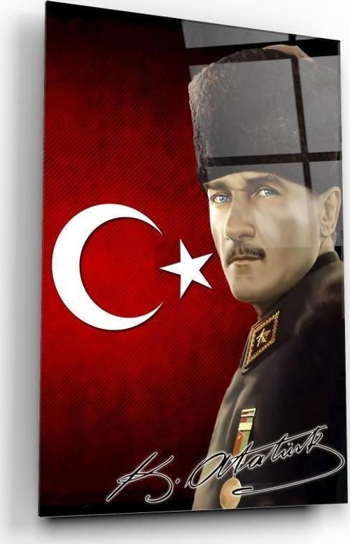 Atatürk Cam Tablo | Hediyelik, Dekoratif, Ofis, Mutfak 