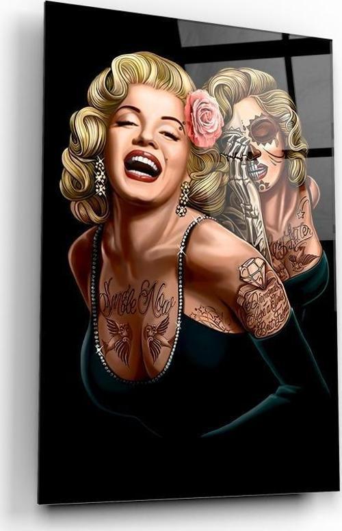 Marilyn Monroe Cam Tablo | Hediyelik, Dekoratif, Ofis, Mutfak 