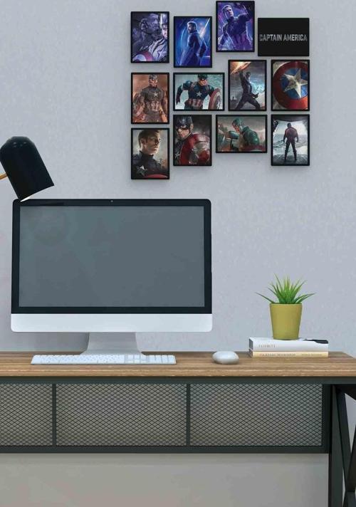 Captain America 12 Parça Mdf (ahşap) Tablo Ofis Boyu 