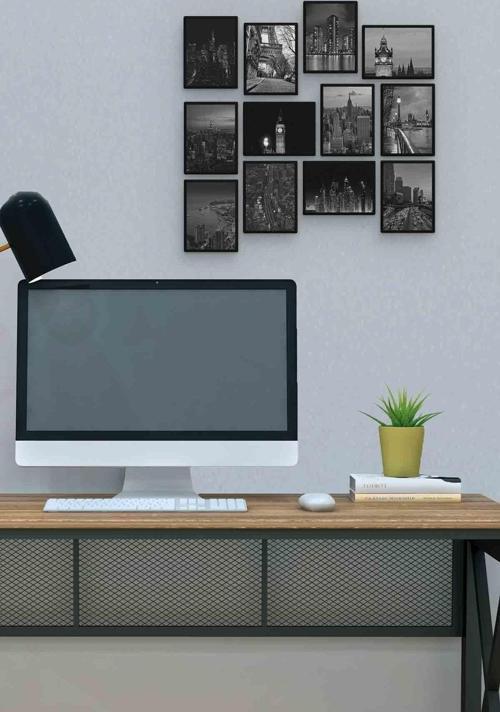 Manzara 12 Parça Mdf (ahşap) Tablo Ofis Boyu 