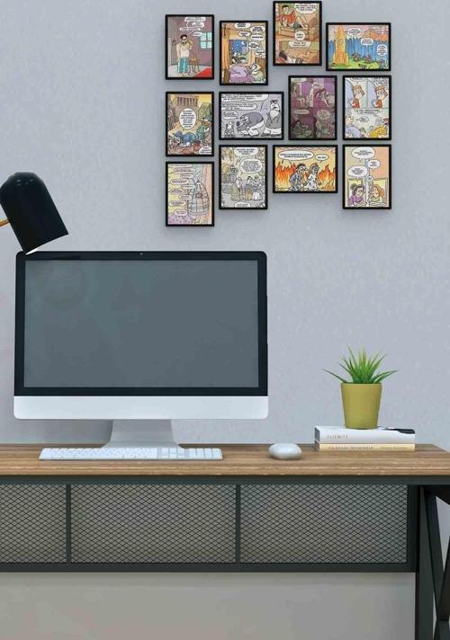 Karikatür 12 Parça Mdf (ahşap) Tablo Ofis Boyu 
