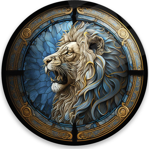 Aslan Yuvarlak Cam Tablo | Hediyelik, Dekoratif, Ofis, Mutfak