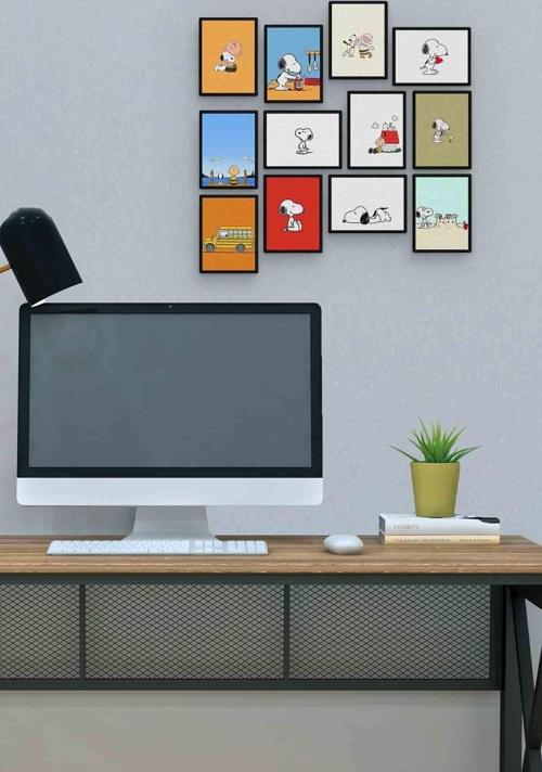Snoopy 12 Parça Mdf (ahşap) Tablo Ofis Boyu 