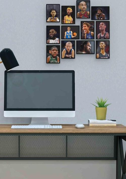 Basketçiler 12 Parça Mdf (ahşap) Tablo Ofis Boyu 