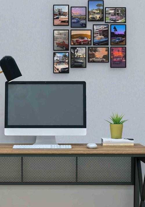 Klasik Arabalar 12 Parça Mdf (ahşap) Tablo Ofis Boyu 