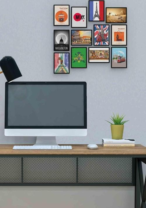 Şehirler 12 Parça Mdf (ahşap) Tablo Ofis Boyu 
