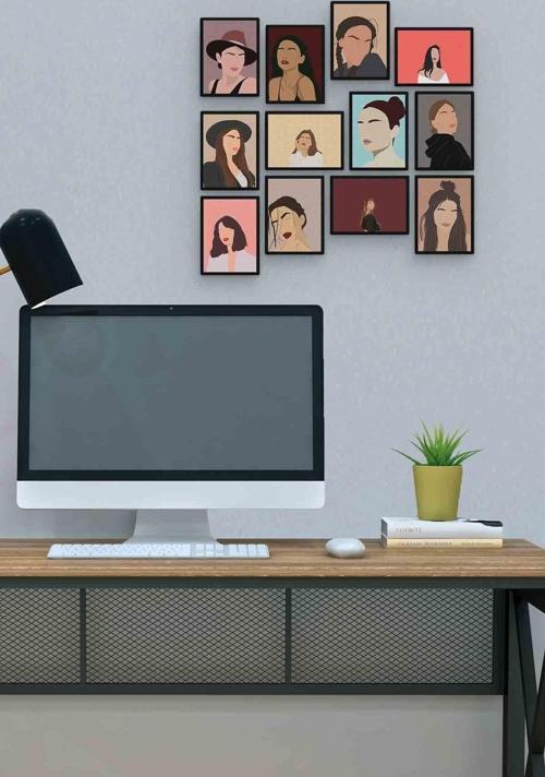 Kadınlar 12 Parça Mdf (ahşap) Tablo Ofis Boyu 