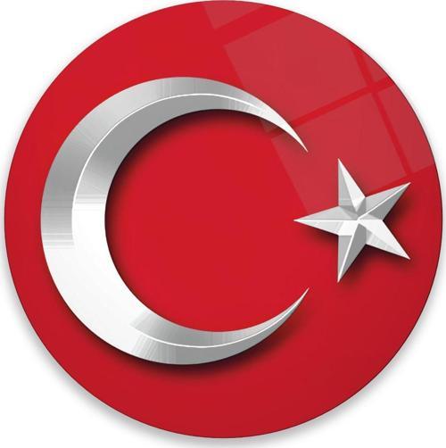 Bayrak Yuvarlak Cam Tablo | Hediyelik, Dekoratif, Ofis, Mutfak 