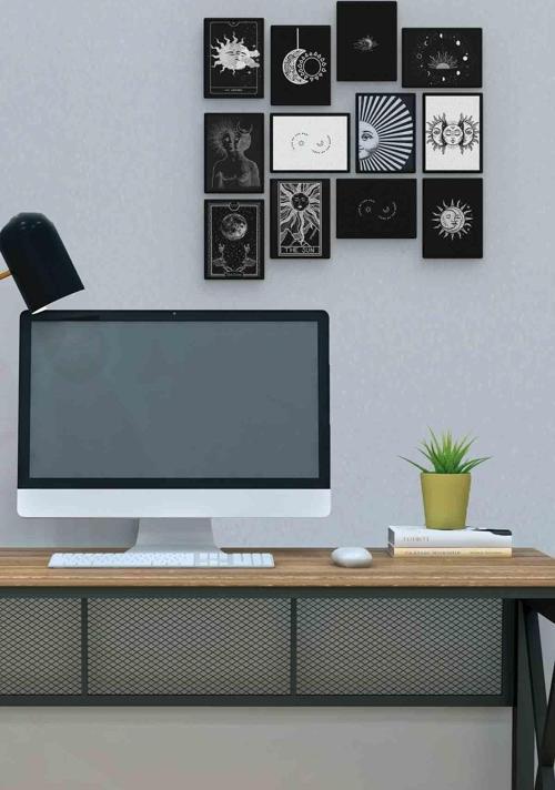 Moon And Sun 12 Parça Mdf (ahşap) Tablo Ofis Boyu 