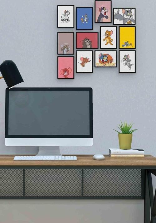 Tom Ve Jerry 12 Parça Mdf (ahşap) Tablo Ofis Boyu 