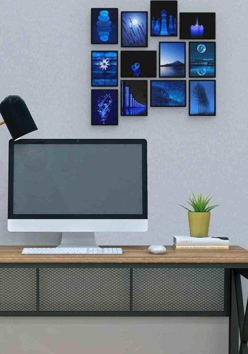 Mavi 12 Parça Mdf (ahşap) Tablo Ofis Boyu 
