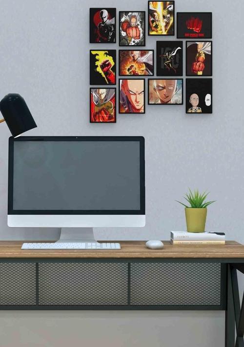 One Punch Man 12 Parça Mdf (ahşap) Tablo Ofis Boyu