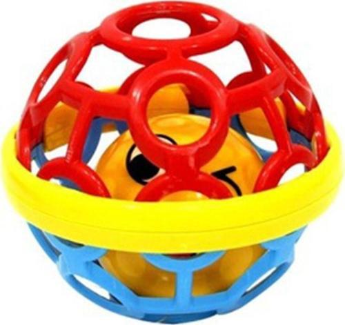 Esnek Plastik Emoji Çıngıraklı Renkli Emekleme Topu Cnm03