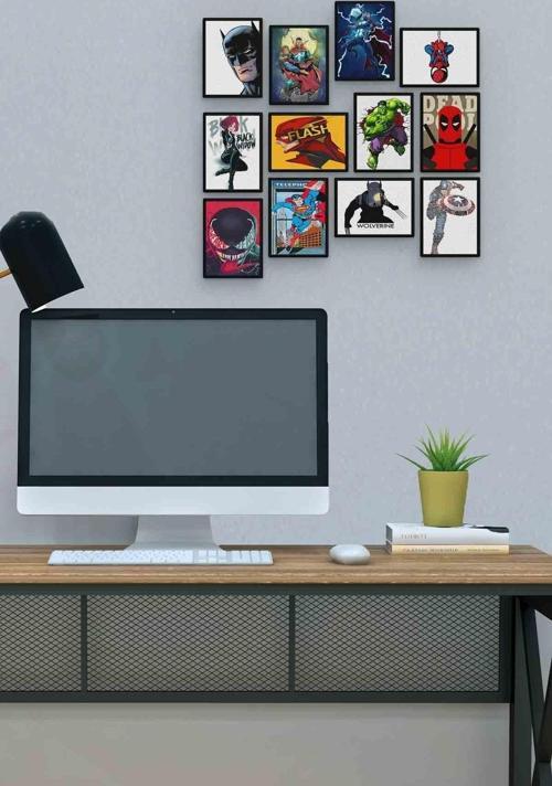 Süper Kahramanlar 12 Parça Mdf (ahşap) Tablo Ofis Boyu 
