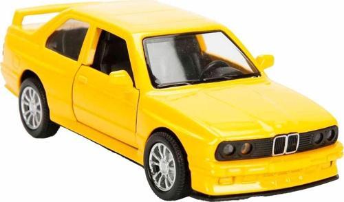 Bmw E30 Sarı Metal Çek Bırak Işıklı Sesli  Diest Car 1:36 Ölçek Oyuncak