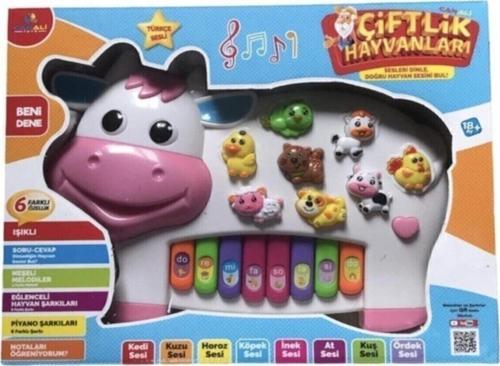 Rengarenk Pilli Işıklı Şarkılı Soru Cevaplı Türkçe Hayvan Sesli Çiftlik Hayvanlı Inek Piyano