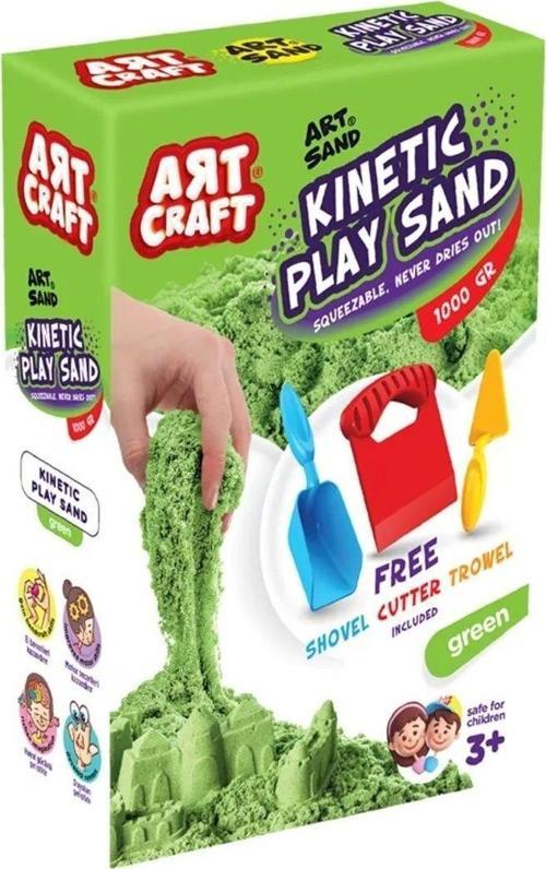 Aksesuarlı Yeşil Kinetik Oyun Kumu (1000 Gr.) - Art Craft Kinetik Kum Seti - Art Sand Kumu