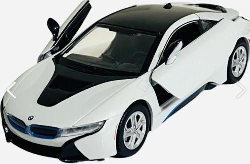Bmw I8 Coupe - 1/24 7İnch Beyaz Lisanslı Metal Model Araba Koleksiyon