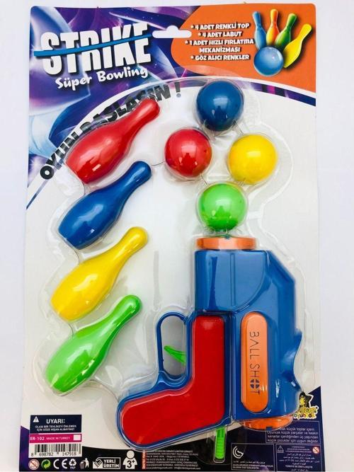 Bowling Top Atan Oyuncak Tabanca Strike Gun Bowling