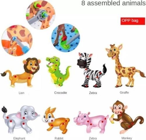 Çantalı Pilli Matkap 3D Puzzle Mozaik Hayvanlar Puzzle Eğitici Yapı Oyuncakları