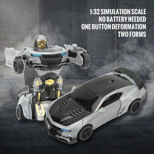 Tek Tuşla Robota Dönüşen Gri 14 Cm Oyuncak Araba Yeni Model (Kutusuz Üründür)