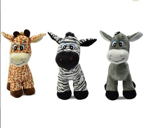 Peluş Oyuncak Sevimli Zebra-Zürafa-Eşşek 30 Cm 3 Adet