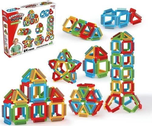 Eğitici Oyuncak Geometrik Puzzle Bloklar 64 Parça Kız Erkek Oyuncak Yapboz