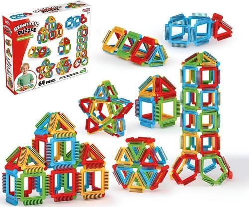 Eğitici Oyuncak Geometrik Puzzle Bloklar 64 Parça Kız Erkek Oyuncak Yapboz