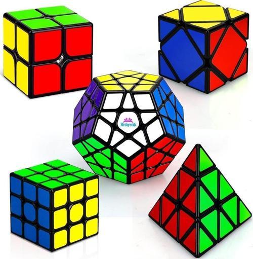 Zeka Küpü Seti 2X2,3X3,Pyramid,Skewb,Megaminx Speed Cube Set 5 Parça