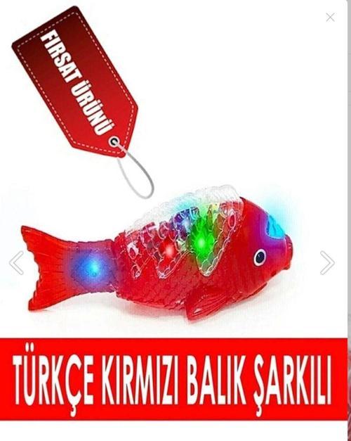 Müzikli[Kırmızı Balık Kaç Şarkısı]Işıklı Yürüyen 23 Cm Pilli Oyuncak Balık