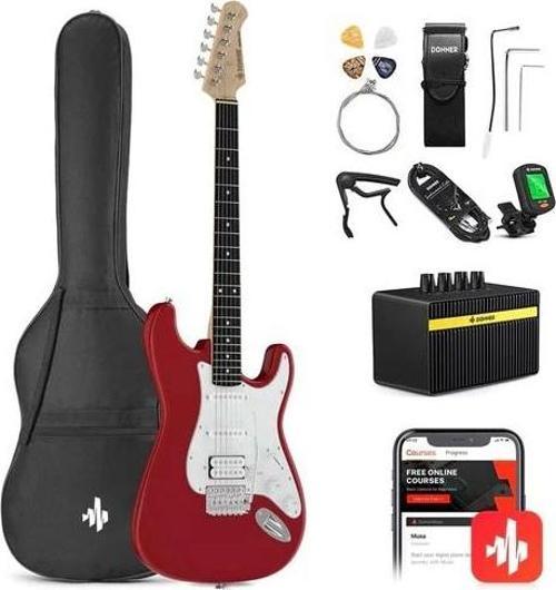 DST-100 Amfili Elektro Gitar Başlangıç Seti (Kırmızı)