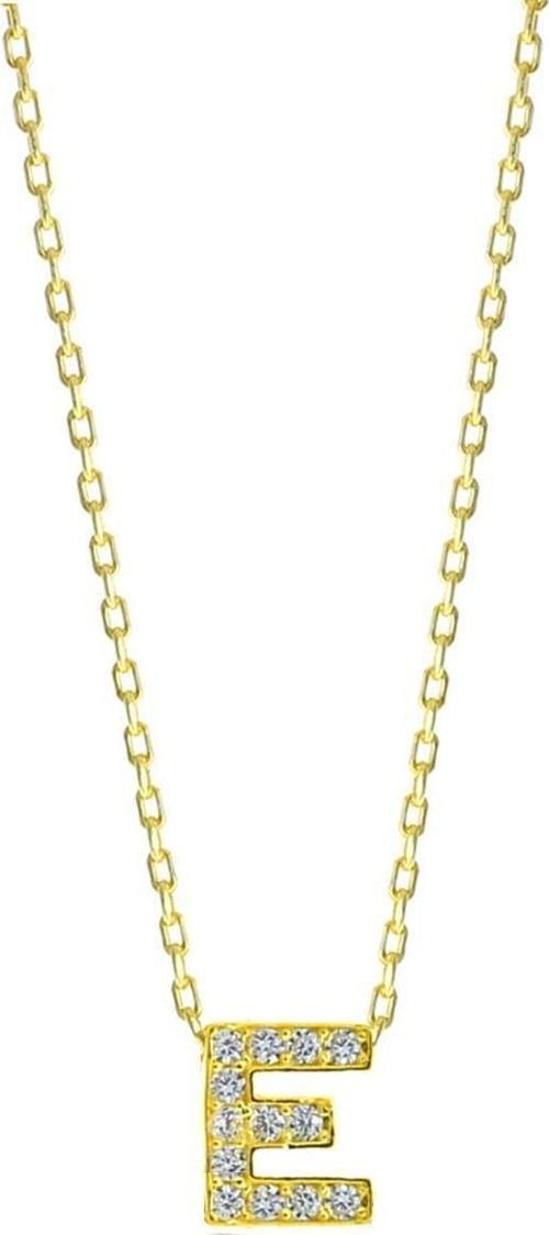 Gümüş  altın yaldızlı üç boyutlu minimal E gümüş harf kolye [barcode]