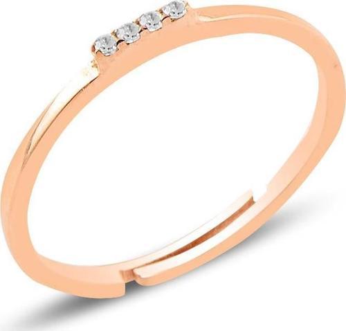 Gümüş rose zirkon taşlı ayarlamalı elegant  gümüş yüzük [barcode]