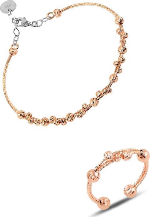Gümüş dorissa rose  gümüş bilezik ve yüzük gümüş set [barcode]
