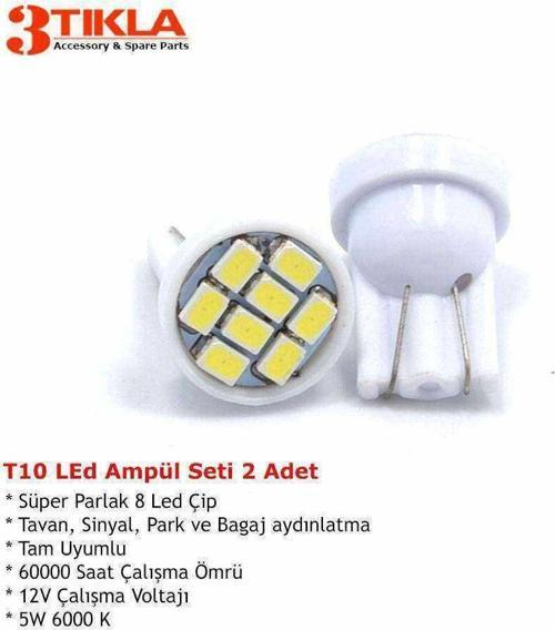 T10 Dipsiz Park, Sinyal, Tavan Ampülü SMD Süper Parlak Beyaz İki Adet