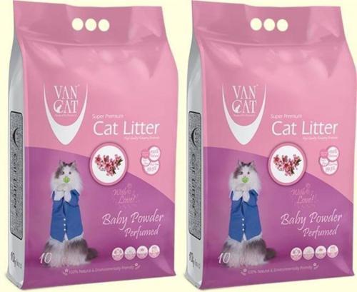 Vancat Bebek Pudrası Kokulu İnce Tane Kedi Kumu 10 Kg X 2 Adet