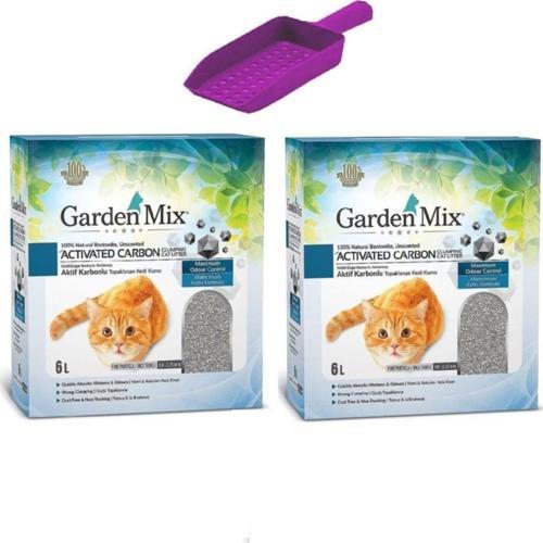 Gardenmix Aktif Karbonlu Kokusuz Ince Taneli Kedi Kumu 6 Lt * 2 Adet + Kürek