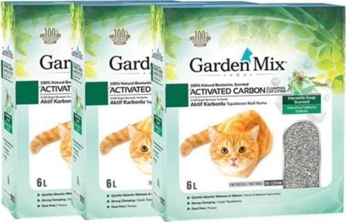 Gardenmix Bentonit Aktif Karbon Marsilya Sabunu Kedi Kumu 6 Lt X 3 Paket