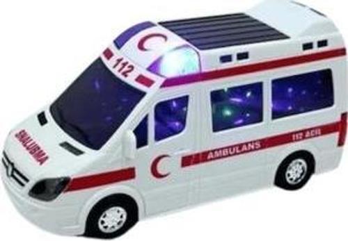 Oyuncak Pilli Sesli Ve Işıklı 3D Ambulans 89-2689b