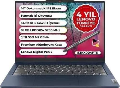 Ideapad Slim 5 Intel Core I5 13420H 16GB 512GB SSD W11P 14" Wuxga IPS Dokunmatik Bilgisayar 83KX004FTR Snertech