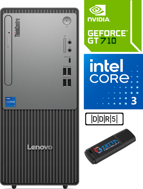 Thinkcentre Neo 50T Gen 5 Intel Core I3-13100 32GB Ddr5 4tb SSD 2GB/GT710 WİN11PRO Masaüstü Blgisayar NEO12UB0009TRVW15+ZETTAUSBBELLEK