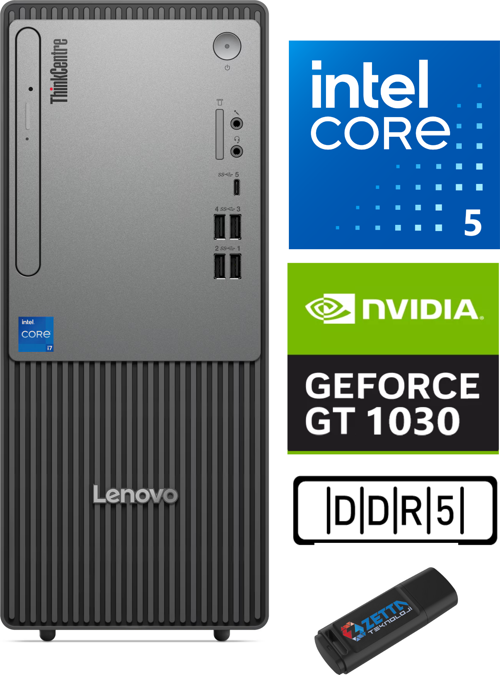 Thinkcentre Neo 50T Gen 5 Intel Core I5 13400 32GB Ddr5 2tb SSD 4GB/GT1030 WİN11H Masaüstü Blgisayar NEO12UB000ETRGH14+ZETTAUSBBELLEK