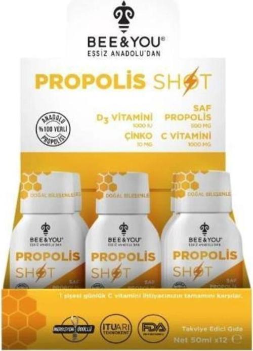 Bee & You Phenolix Propolis D3+Çinko+ C Vitaminli 50Mlx12 Shot
