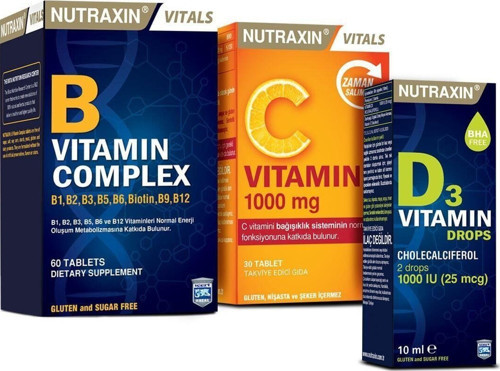 Vitamin Destek Kürü B Complex 60 Tablet + C Vitamini 1000 Mg 30 Tablet + D3 Drops Damla